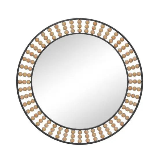 Black Metal Bohemian Wall Mirror, 31" x 2" x 31" {1}