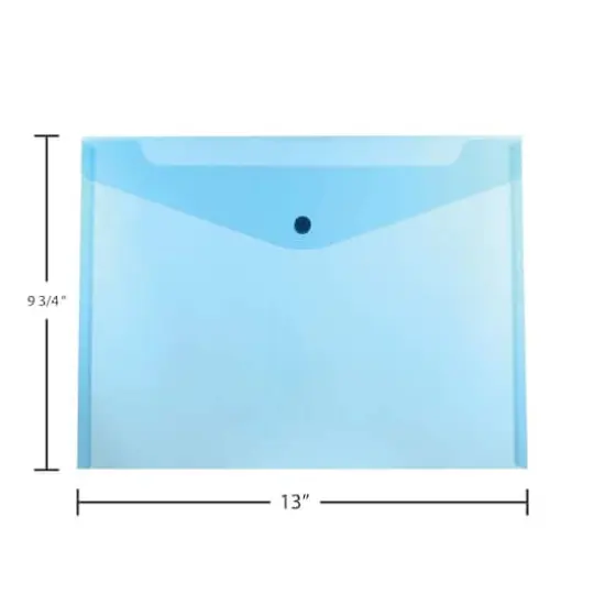 JAM Paper 9.75" x 13" Plastic Snap Closure Envelopes, 12ct. Blue {7}