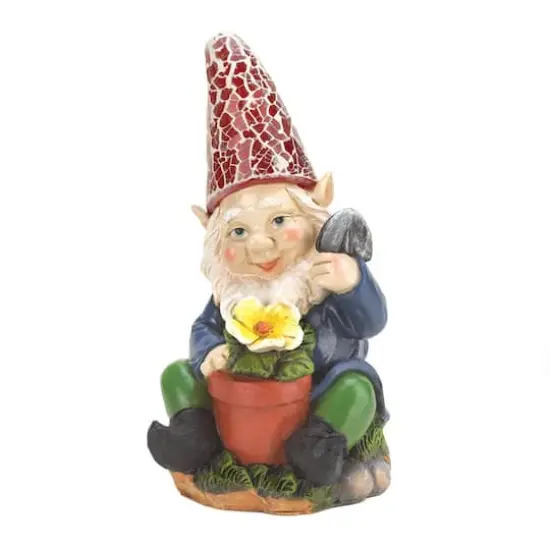 7" Gardening Gnome Solar Statue {1}