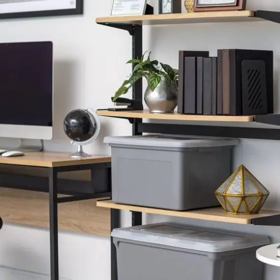 IRIS Gray & Clear 35qt. Snap Tight Plastic File Organizer Box With Lid {11}