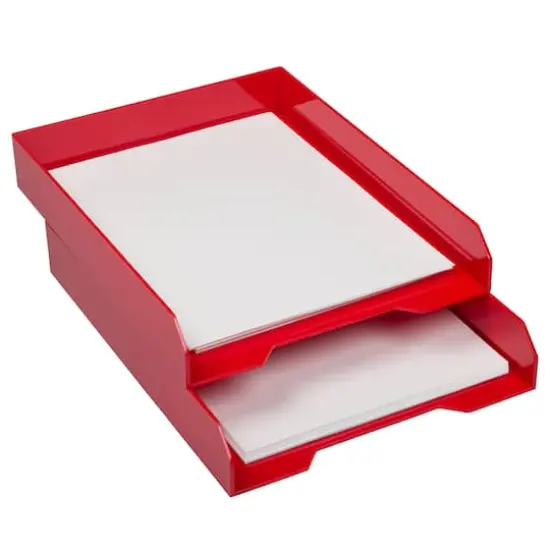 JAM Paper Stackable Desktop Paper Tray Red {4}