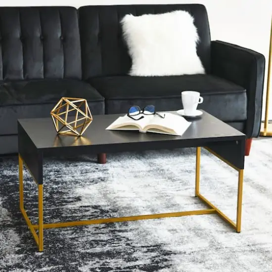 Household Essentials 59" Wrap Coffee Table Black {3}