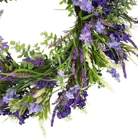 24" Purple & Green Orion Geranium Lavender Foliage Artificial Spring Wreath {7}