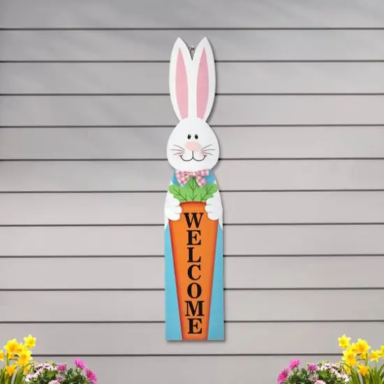 Glitzhome&reg; 42" Easter Wooden Bunny Welcome Porch Sign {6}