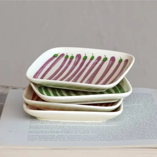 Hello Honey&reg; 6" Vegetable Square Stoneware Plate, 12ct. {3}