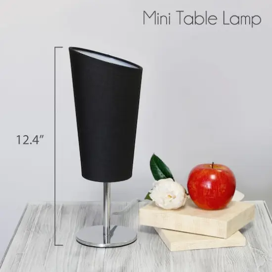 Simple Designs™ 12.5" Mini Chrome Table Lamp with Angled Fabric Shade Black {5}