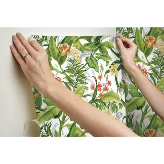 RoomMates Wailea Coast Peel & Stick Wallpaper White/Green {10}
