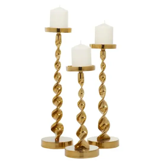 Gold Aluminum Coastal Candle Holder Set {1}