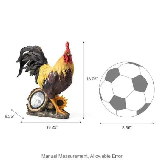 Glitzhome® 13.75" Solar Powered Vibrant Rooster Garden Statue {9}