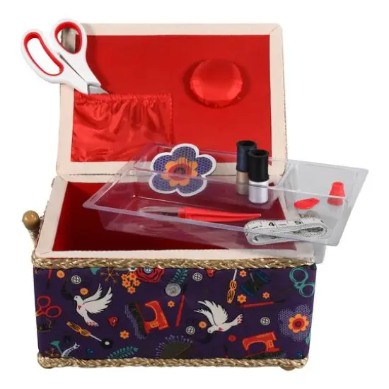 SINGER&reg; Large Purple Notions Print Sewing Basket with Sewing Scissors & Notions {5}