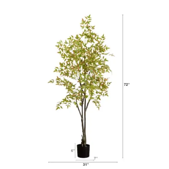 6ft. Green Autumn Nandina Artificial Potted Tree {9}