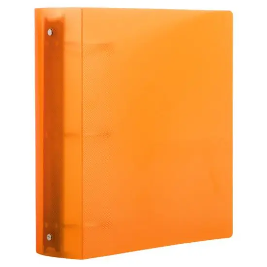 JAM Paper 3" Glass Twill Plastic 3-Ring Binder Orange {4}
