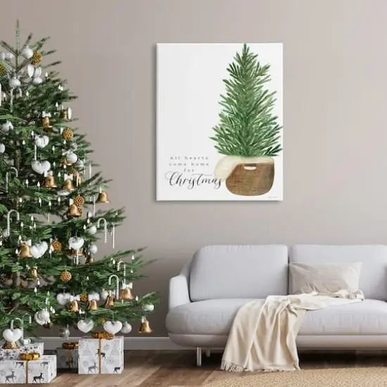 Stupell Industries All Hearts Home For Christmas Phrase Canvas Wall Art {3}