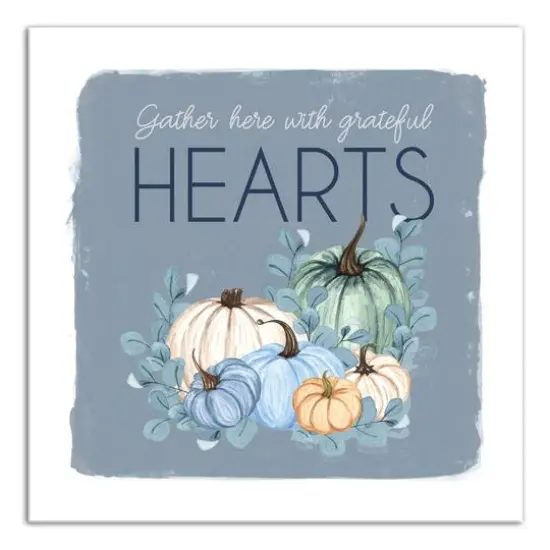 Gather Hearts Blue Mood Pumpkins Canvas Wall Art {1}