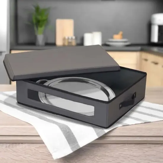 Household Essentials Plate Storage Box Gray {3}