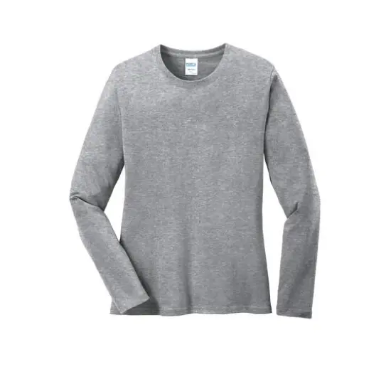 Port & Company&reg; Core Cotton Neutrals Long Sleeve Ladies T-Shirt Athletic Heather {2}