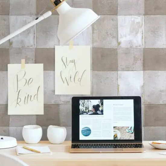 RoomMates Buffalo Plaid Peel & Stick Wallpaper Neutral {6}