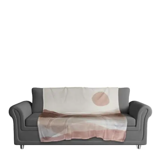 50" x 60" Mauve Boho Abstracted Landscape Coral Fleece Blanket {3}