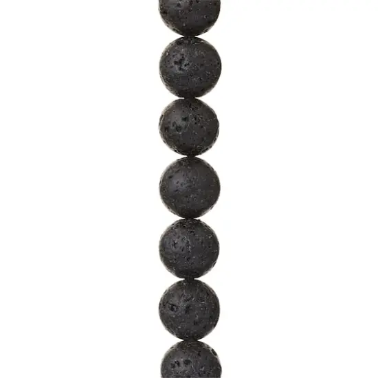 Black Natural Lava Round Beads, 12mm by Bead Landing&trade; {1}