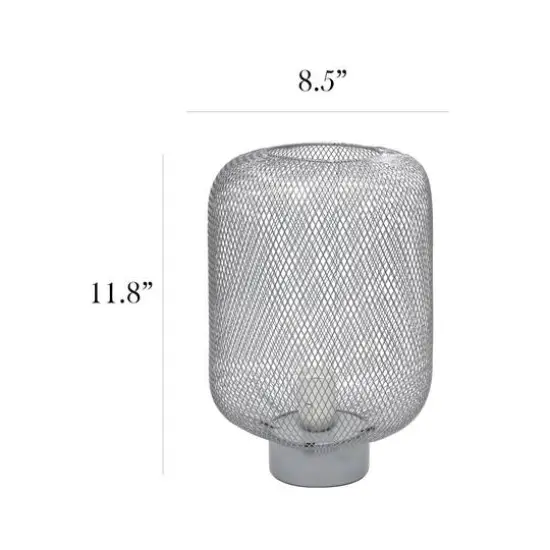 Simple Designs 12" Metal Mesh Industrial Table Lamp Gray {4}