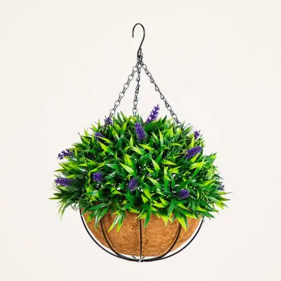 18in. UV Resistant Artificial Lavender Hanging Basket (Indoor/Outdoor) {7}