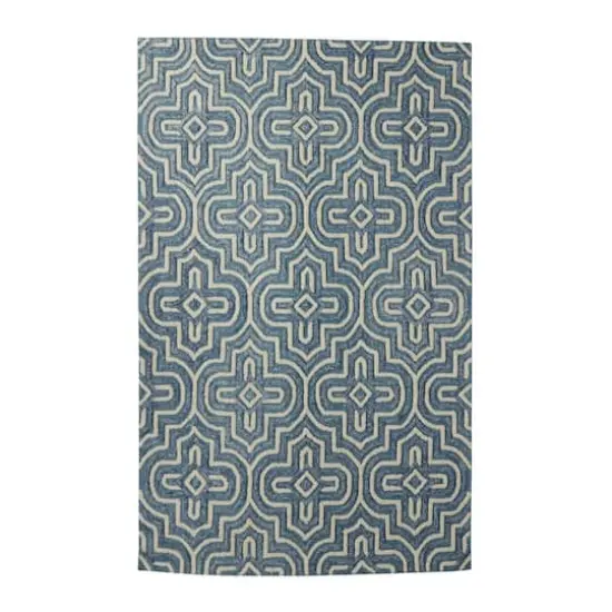 Blue Wool Modern Area Rug 5ft. x 8ft. {1}