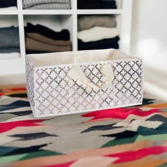 Bronze Polyester Lattice Rectangle All Purpose Storage Tote {5}