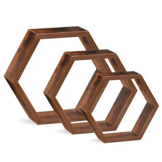 NEX&trade; Burnt Brown Wood Floating Shelf Set {1}