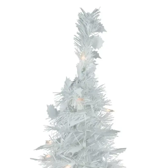 4ft. Pre-Lit White Tinsel Pop-Up Artificial Christmas Tree, Clear Lights {4}