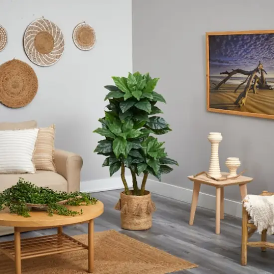 5ft. Bird Nest Artificial Tree in Handmade Natural Jute Planter with Tassels UV Resistant (Indoor/Outdoor) {5}