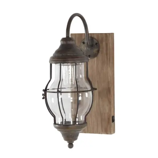 17" Brown Iron Industrial LED Wall Sconce {4}