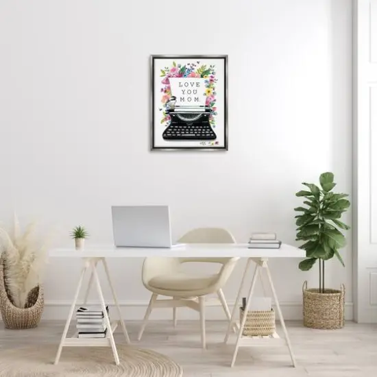 Stupell Industries Love You Mom Typewriter Floater Framed Art Gray {3}