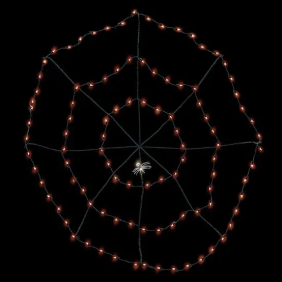 5ft. Lighted Orange & Black Spider in Web Halloween Decoration {3}
