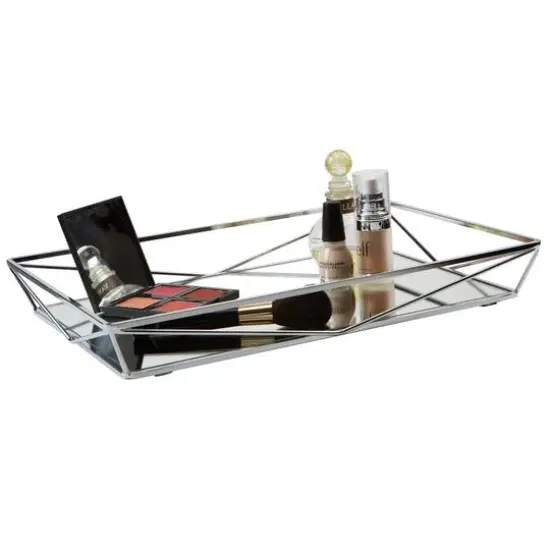 Home Details Chrome Geometric Mirrored Vanity Tray {3}