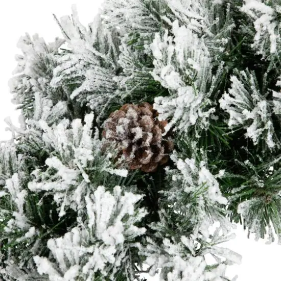 24" Flocked Angel Pine & Pinecones Wreath {9}