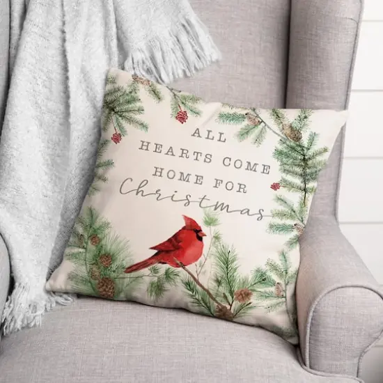 Hearts Come Home For Christmas Throw Pillow {3}