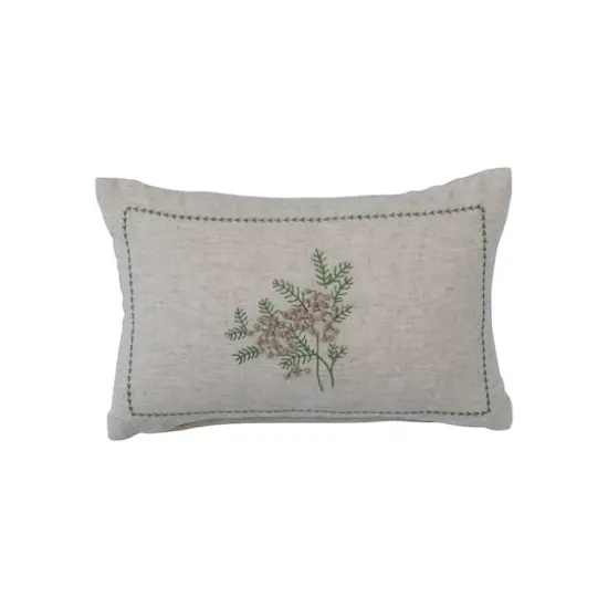 Hello Honey&reg; Botanical Embroidery with French Knots Cotton & Linen Lumbar Pillow {1}
