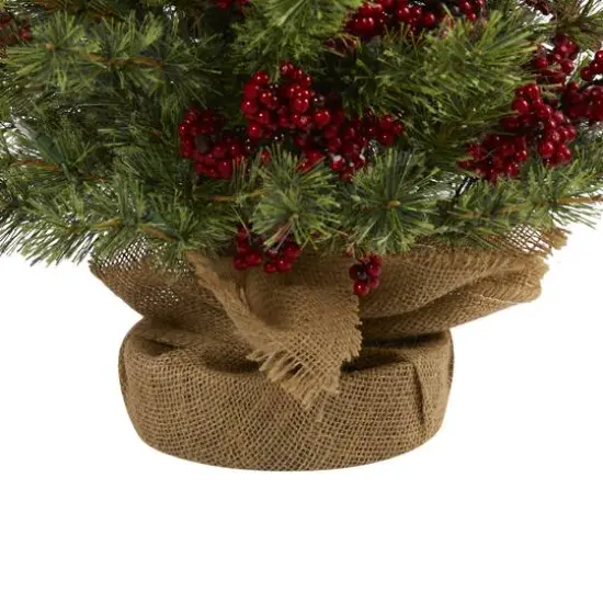 4ft. Pre-Lit Berry & Pine Artificial Christmas Tree, Warm White Lights {5}