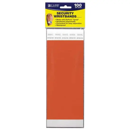 DuPont&trade; Tyvek&reg; Orange Security Wristband, 100ct. {1}