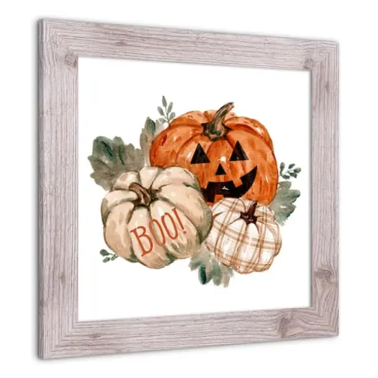 Watercolor Pumpkins 16" x 16" Western White Framed Print {3}
