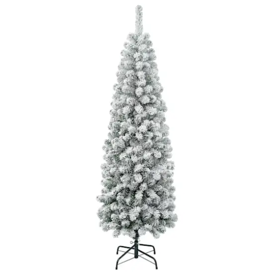 6ft. Unlit Acacia Pencil Slim Flocked Artificial Christmas Tree {1}