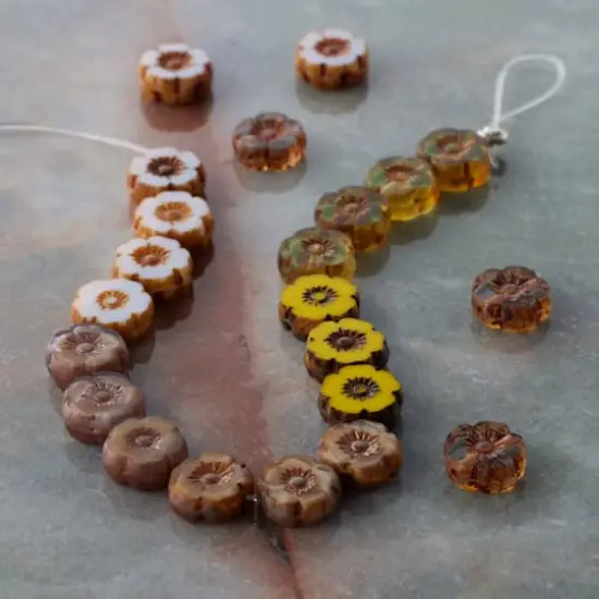 Hibiscus Fall Czech Glass Flower Beads, 8.6mm by Bead Landing&trade; {3}