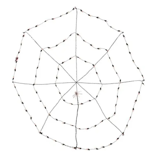 5ft. Lighted Orange & Black Spider in Web Halloween Decoration {1}