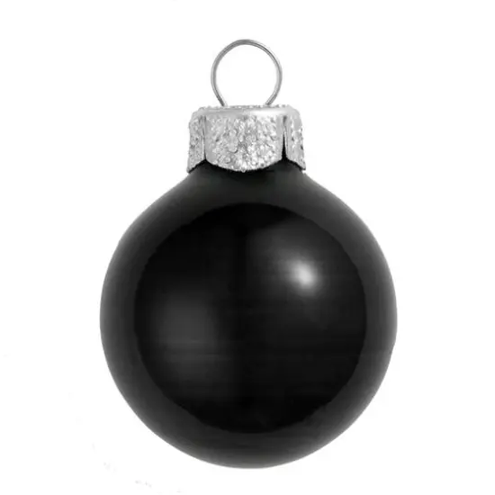 2ct. 6" Shiny Glass Ball Ornaments Black Shiny {1}
