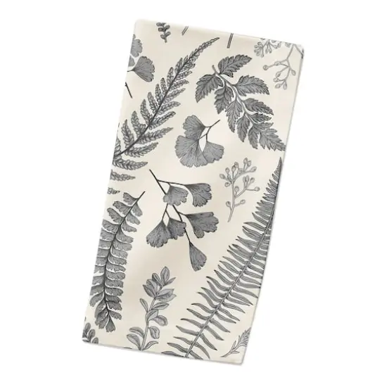 Gray Botanical Cotton Twill Dinner Napkin {4}