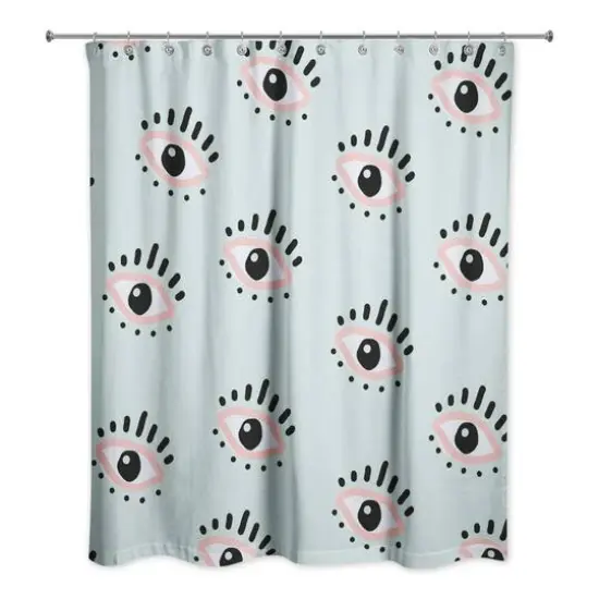 Eyeball Pattern Shower Curtain Light Blue {1}