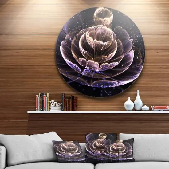 Designart - Purple Ideal Fractal Flower with Pollen' Floral Metal Circle Wall Art {4}