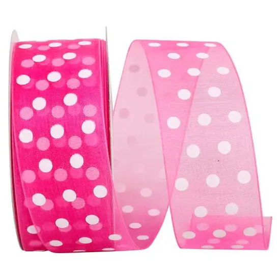 JAM Paper 1.5" x 25yd. Sheer Dots Glee Ribbon Lemon {2}