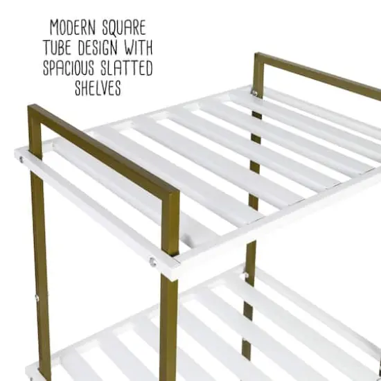 Honey Can Do Olive & White 3-Tier Tubular Metal Shelf {9}