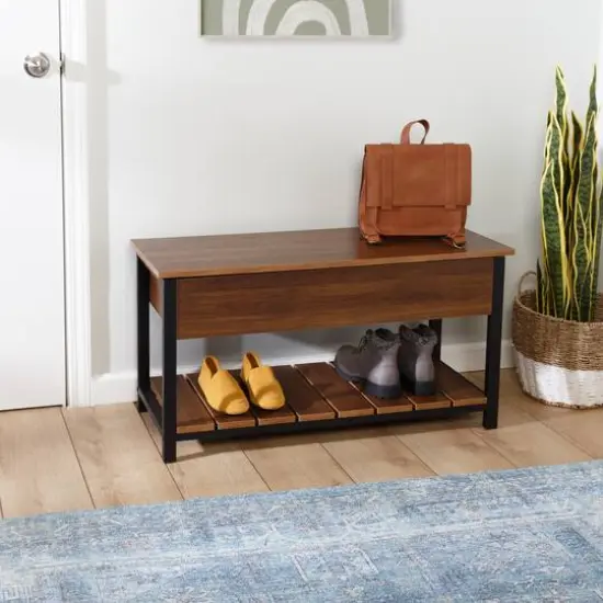 Honey Can Do Walnut Entryway Shoe Storage & Bench {6}